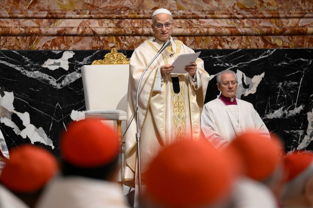 Pope Leo XIV delivers the homily as he celebrates an early morning Mass in St. Peter's Basilica at the Vatican Jan. 8, 2026, during a consistory with cardinals from around the world. (OSV News/Vatican Media/Simone Risoluti)