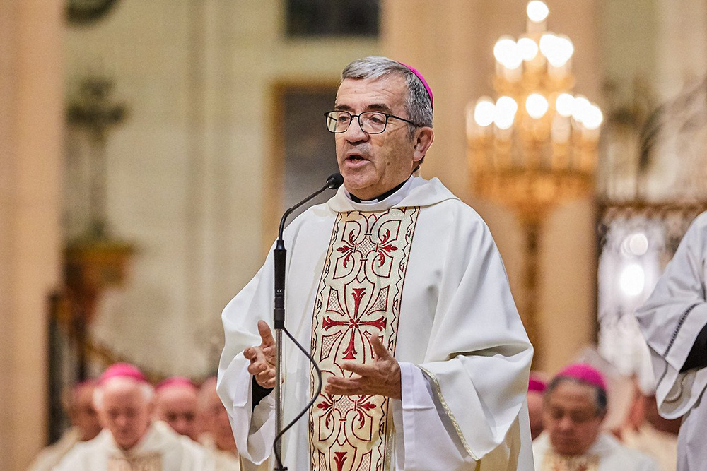 Valladolid Archbishop Luis Argüello, president of the Spanish bishops' conference, speaks at Mass in Madrid in a Nov. 19, 2024, file photo. (OSV News/Courtesy of Valencia Archdiocese)