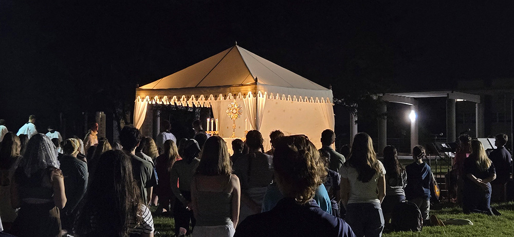 Students pray in eucharistic adoration at the Catholic University of America in Washington in this undated photo. (OSV News/Courtesy of Danielle Zuccaro)