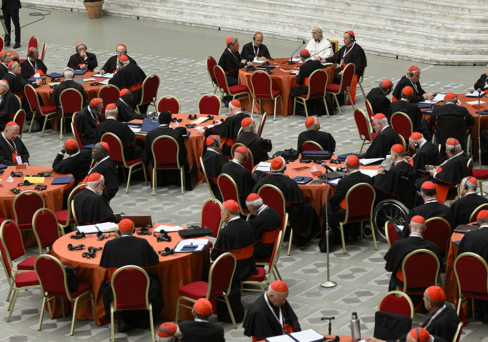 Pope Leo XIV holds a consistory with cardinals from around the world at the Vatican Jan. 7, 2026. (OSV News/Vatican Media/Simone Risoluti)