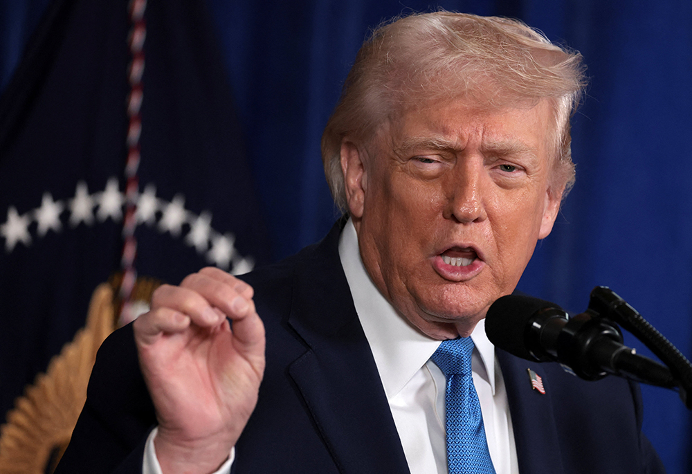 U.S. President Donald Trump speaks during a news conference at Trump's Mar-a-Lago club in Palm Beach, Florida, Jan. 3, 2026. (OSV News/Reuters/Jonathan Ernst)