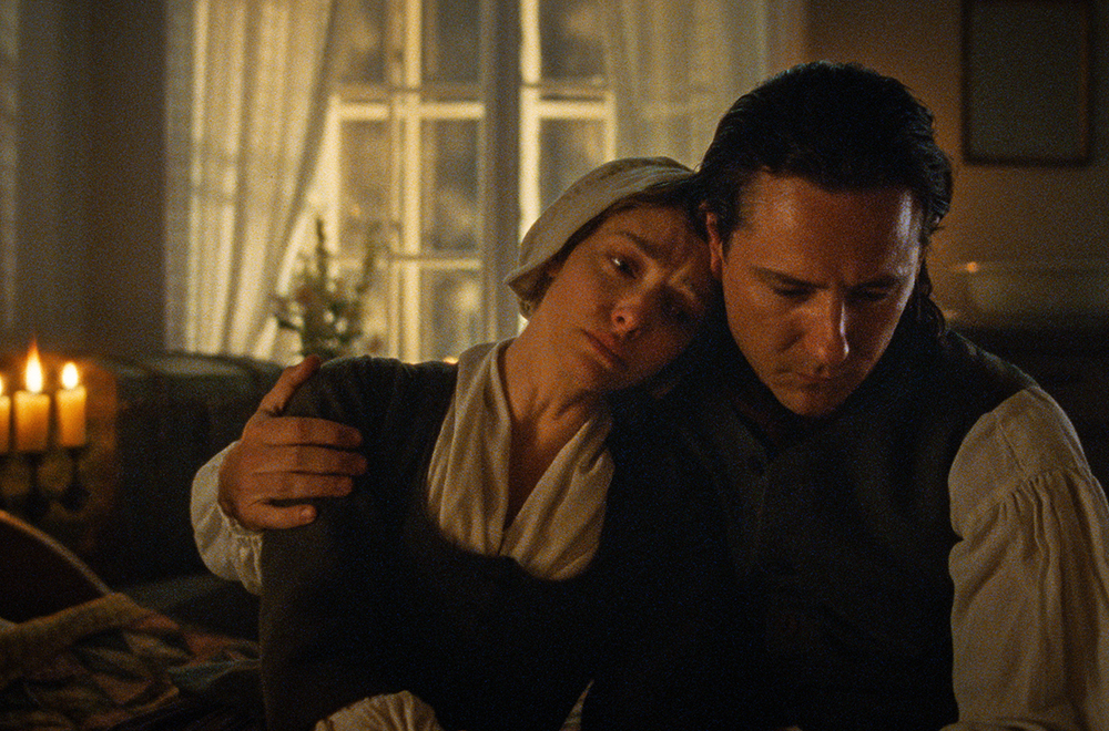 Amanda Seyfried and Lewis Pullman star in "The Testament of Ann Lee." Pullman plays William, the brother of Ann Lee (Seyfried), founder of the Shaker movement. (Courtesy of Searchlight Pictures)