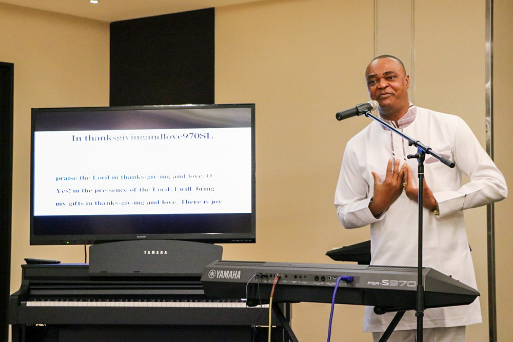 Musician and composer Jude Nnam performs his popular offertory song "Thanksgiving and Love" in this undated photo. (Courtesy of Jude Nnam)