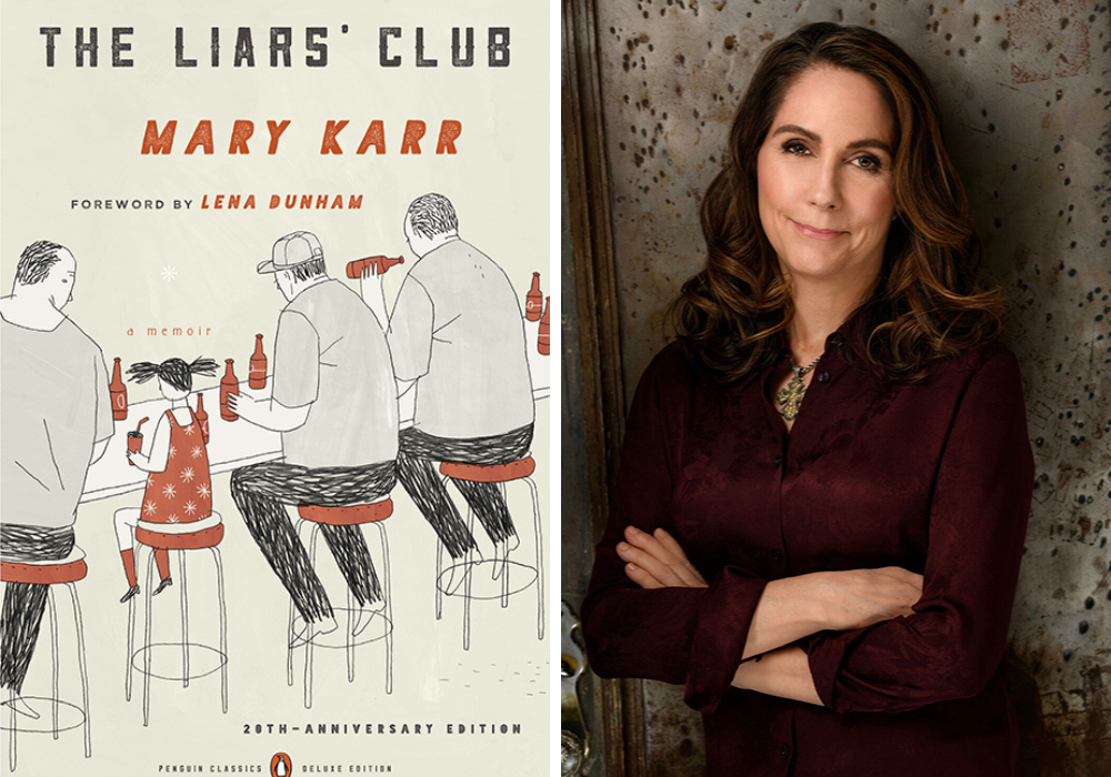 Book cover to The Liars' Club and author Mary Karr (NCR composite/Courtesy of Penguin Random House and Mary Karr)