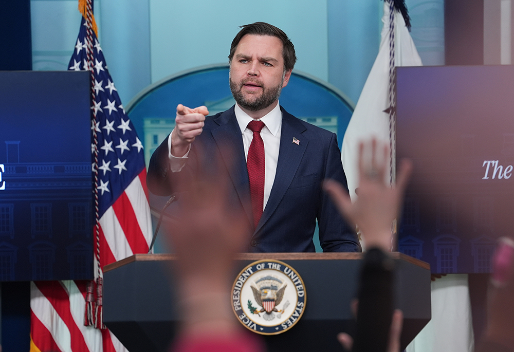Vice President JD Vance speaks during a briefing at the White House, Jan. 8, 2026, in Washington. (AP photo/Evan Vucci)