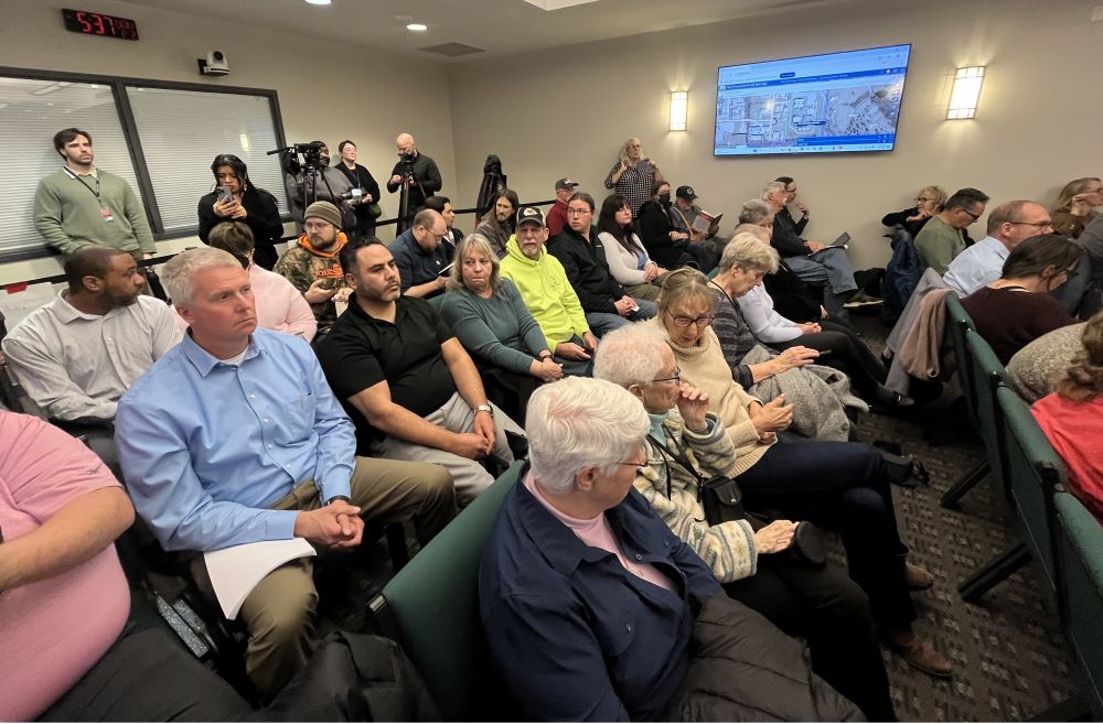 Sisters of Charity of Leavenworth, Kansas, were among community members at a Feb. 2 hearing of the Leavenworth Planning Commission about a proposed permit request by a nonprofit detention center to operate an ICE detention facility for undocumented immigrants. The sisters say CoreCivic has a history of not treating immigrants with dignity. (Joe Kenny)