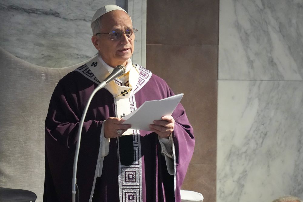 Pope Leo XIV gives his homily during Ash Wednesday Mass at the Basilica of Santa Sabina in Rome Feb. 18. In a closed-door dialogue with clergy from the Diocese of Rome Feb. 19, the pope urged priests to not to use artificial intelligence to write their homilies or to seek "likes" on social media platforms like TikTok. (CNS/Lola Gomez)
