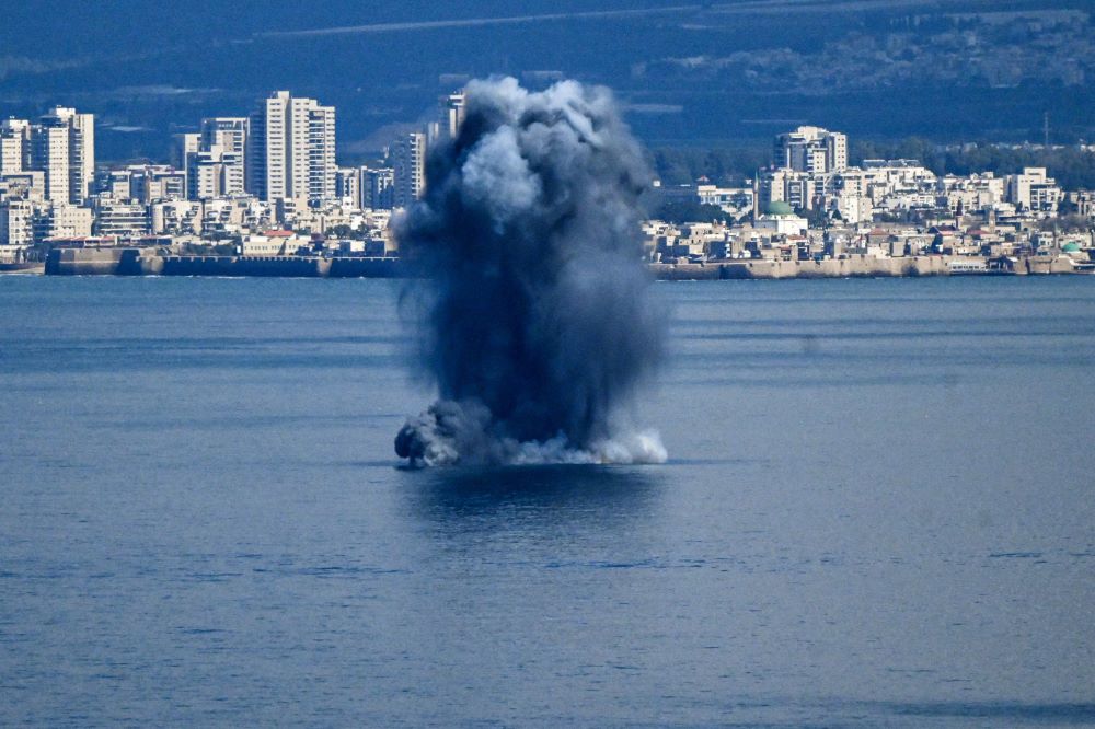 An explosion in the sea, after missiles were launched towards Israel from Iran following strikes by Israel and the U.S. on Iran, is seen from Haifa, northern Israel, Feb. 28. U.S. President Donald Trump described the attacks as part of "major combat operations" to overthrow Iran's regime in order to "defend the American people." (OSV News/Reuters/Rami Shlush)
