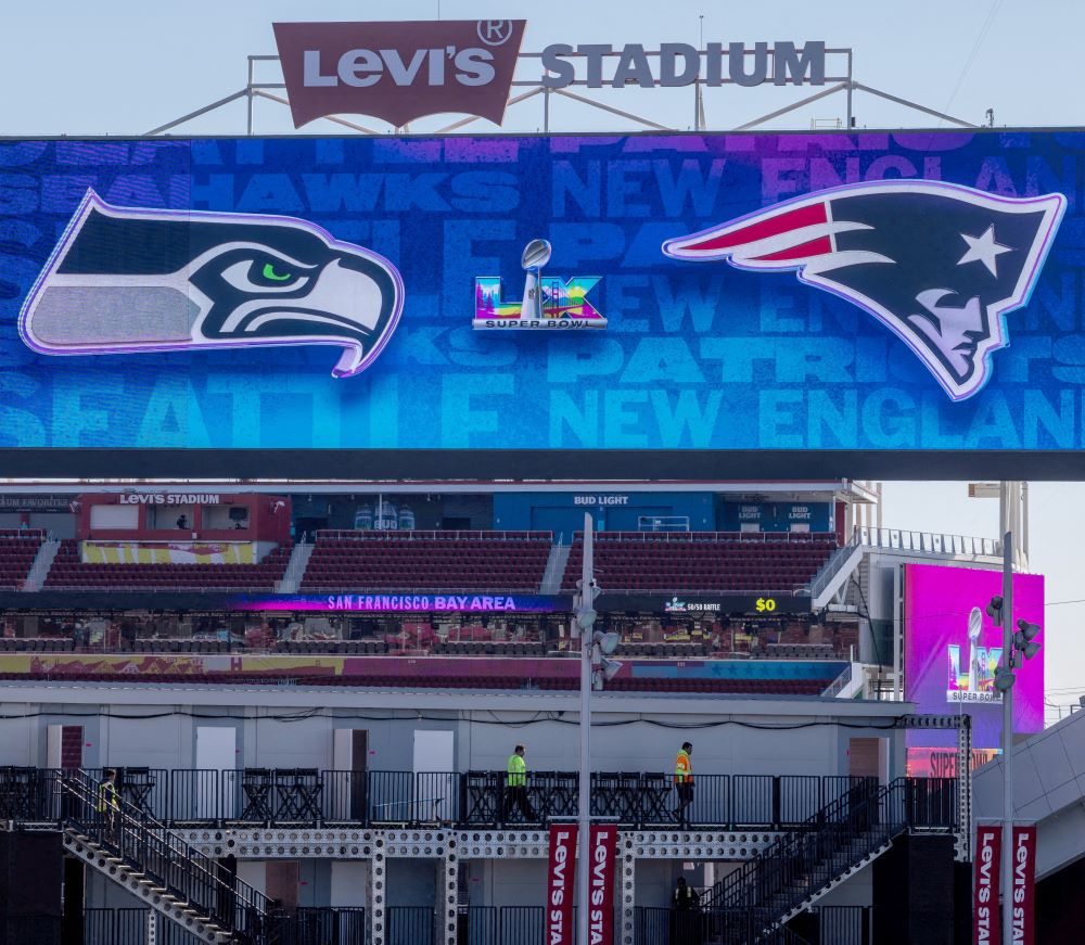 evi's Stadium in Santa Clara, Calif., will host the Super Bowl LX game between the New England Patriots and the Seattle Seahawks. Archbishops Paul Etienne of Seattle and Richard Henning of Boston placed a friendly wager over the outcome of the Feb. 8 game. (OSV News/Reuters/Carlos Barria)