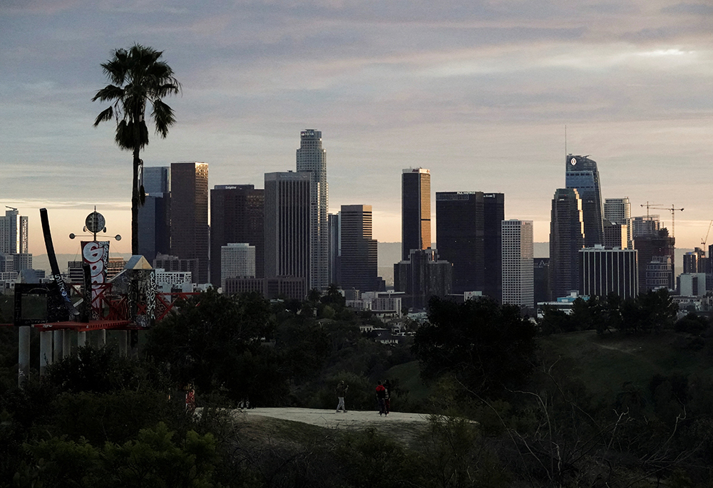 The Los Angeles skyline is seen from nearby Angels Point Jan. 29, 2022. (CNS/Reuters/Bing Guan)