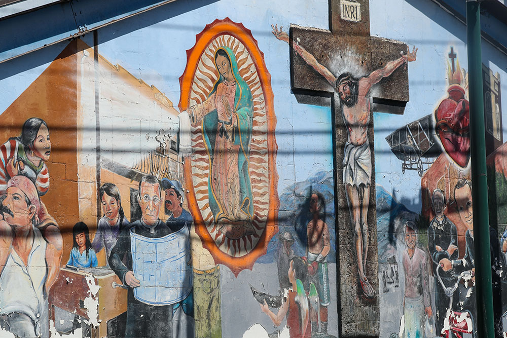 A mural is seen on a building on the grounds of Sacred Heart Catholic Church in El Paso, Texas, March 24, 2025. (OSV News/Bob Roller)