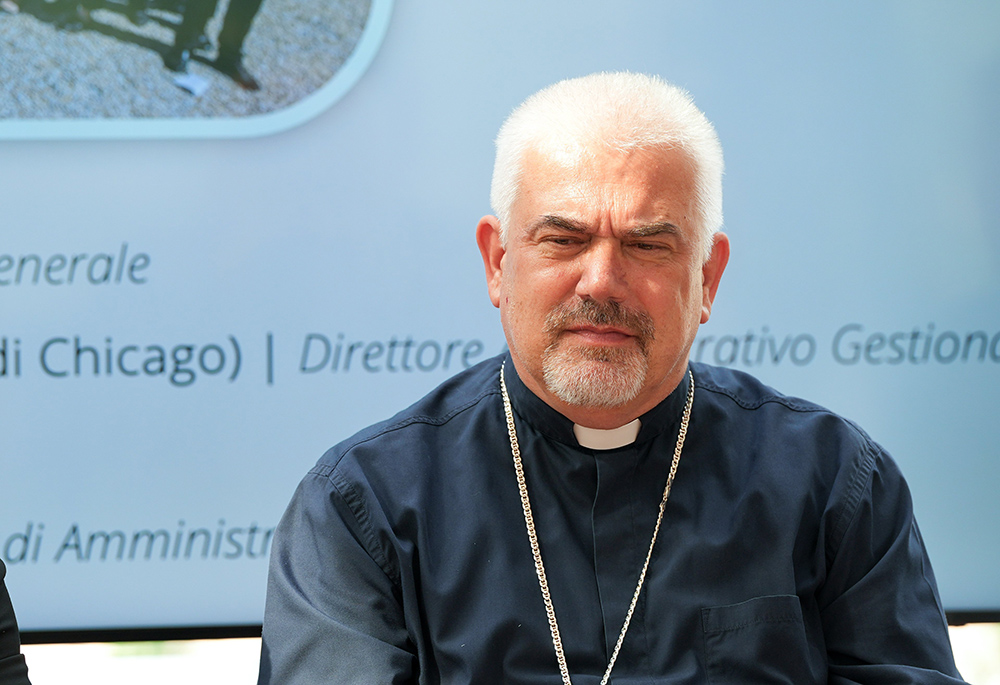Cardinal Fabio Baggio, undersecretary of the Dicastery for Promoting Integral Human Development and director general of the Laudato Si' Center for Higher Education, speaks during a press preview of the Borgo Laudato Si' initiative in Castel Gandolfo, Italy, Sept. 2, 2025. (CNS/Lola Gomez)