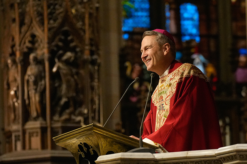 Archbishop Ronald Hicks smiles as he delivers the homily during his installation Mass as the new archbishop of New York at St. Patrick's Cathedral in New York City Feb. 6, 2026. (OSV News/Gregory A. Shemitz)
