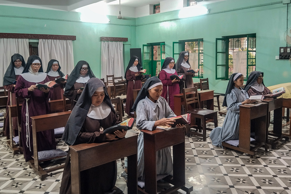 Sisters pray in the chapel at the Monastery of the Poor Clares of Perpetual Adoration in Mymensingh, Bangladesh. (Justin Gomes)