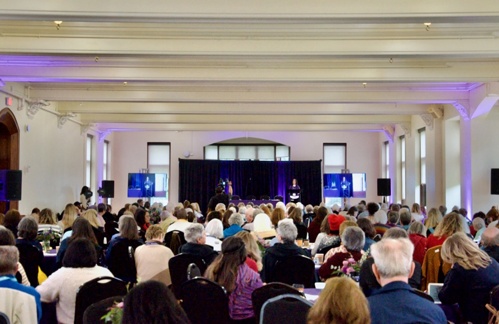 Keynote speaker Teresa Delgado speaks May 23, 2026, at the Women's Ordination Conference's 50th anniversary celebration in Detroit. (GSR photo/Dan Stockman)
