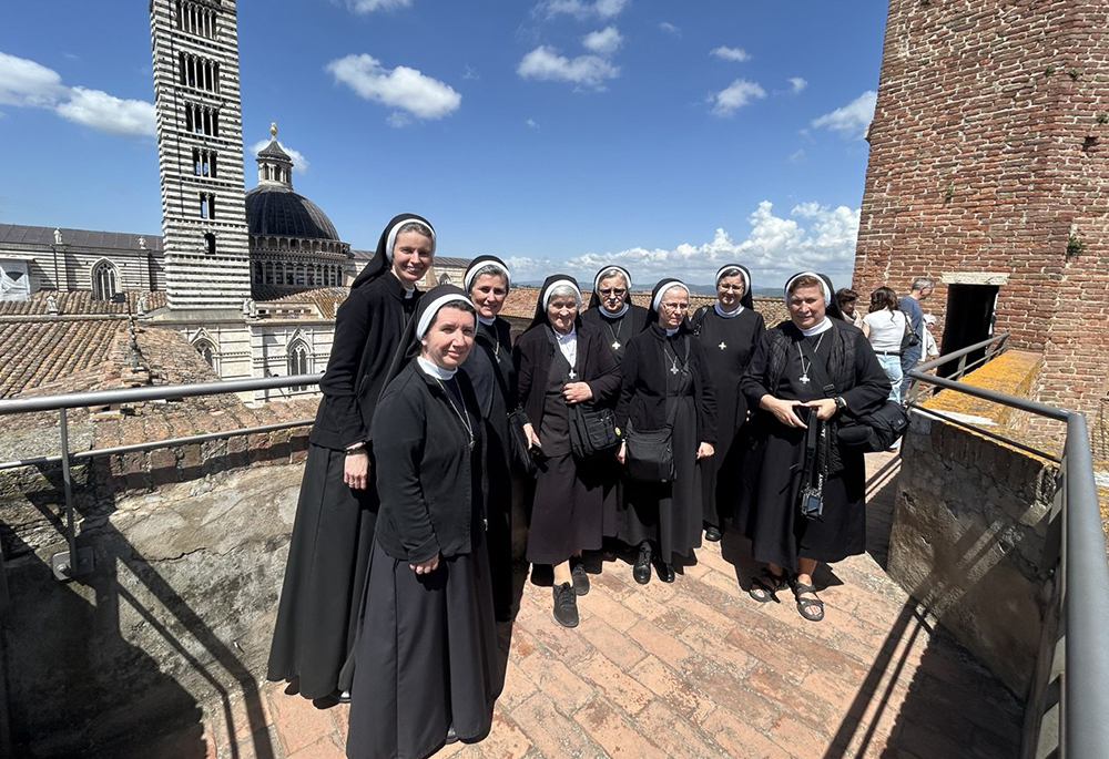 The general leadership team of the Sisters of the Order of St. Basil the Great pose for a photo on April 22, 2025, at the Basilica of San Domenico in Siena, Italy. (Courtesy of Emanujila Vishka)