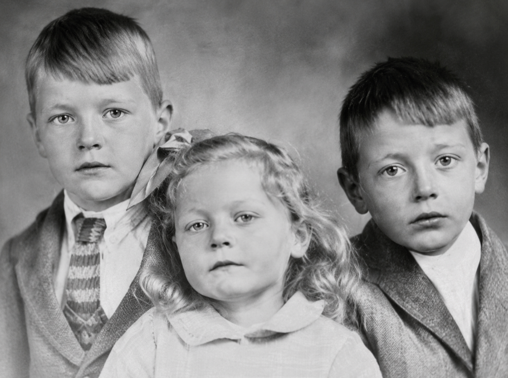 Sr. Margaret Cessna's mother and her two brothers are pictured in this childhood photograph. Cessna's Uncle Matt, who died before she was born, is on the right. (Courtesy of Margaret Cessna). 
