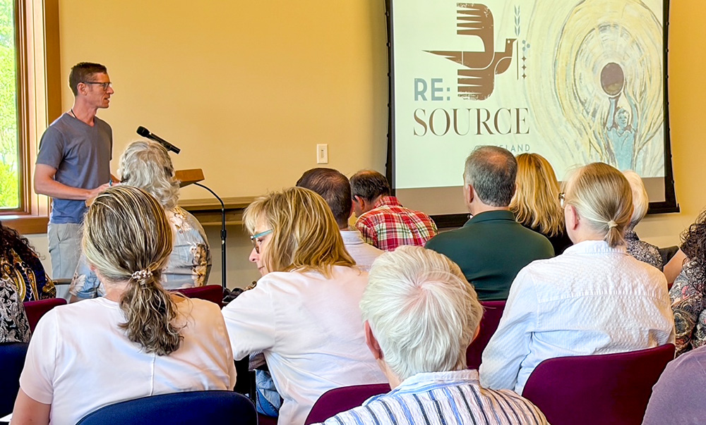 Re:Source Cleveland executive director Patrick Kearns addresses attendees of the "Neighboring the Dear Neighbor" immigration workshop on June 13, 2026, in Cleveland. (Kaleigh Tuck-Macalla)