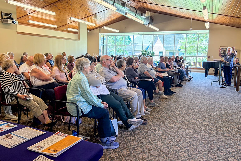 Participants attend the June 13, 2026, workshop "Neighboring the Dear Neighbor" hosted by the Sisters of St. Joseph at their center in Cleveland. (Kaleigh Tuck-McCalla)