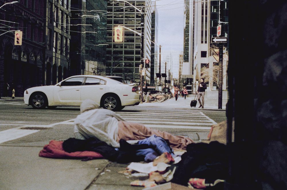 Unhoused person on street