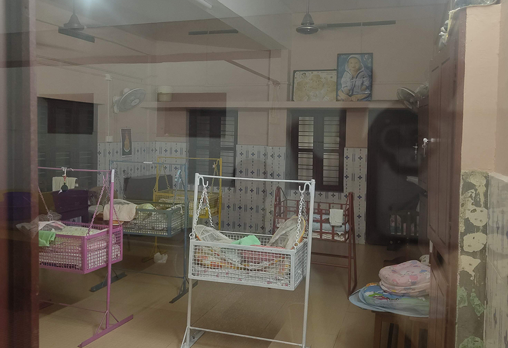 A partial view of the crèche at St. Joseph's Foundling Home, part of St. Vincent's Home in Kozhikode, Kerala, India, where infants awaiting adoption receive care. (George Kommattam)