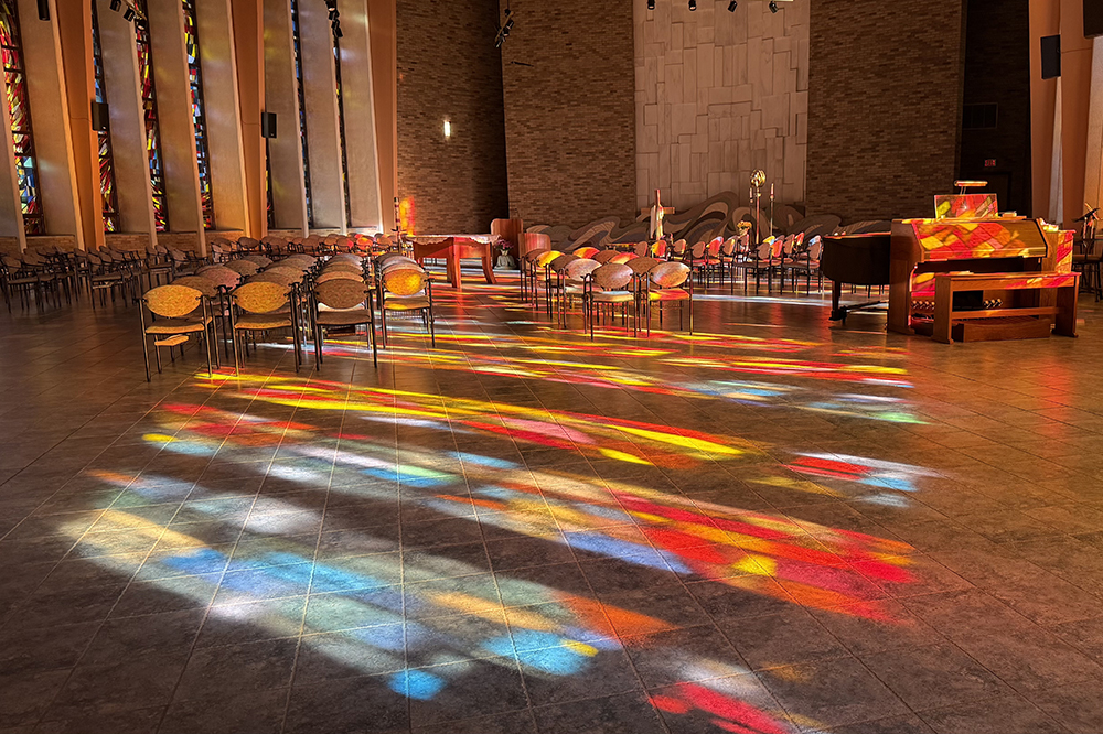 Stained glass windows of Magnificat Chapel at the motherhouse of the Sisters of the Humility of Mary in Villa Maria, Pennsylvania. (Eilis McCulloh) 
