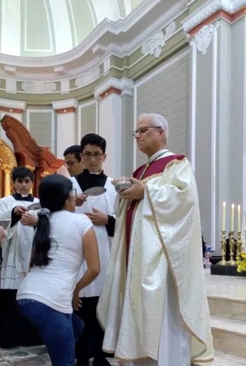 Robert Prevost celebrates Mass in 2023 in Peru.