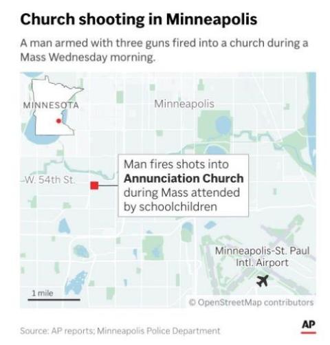 Map shows location of Minneapolis church shooting