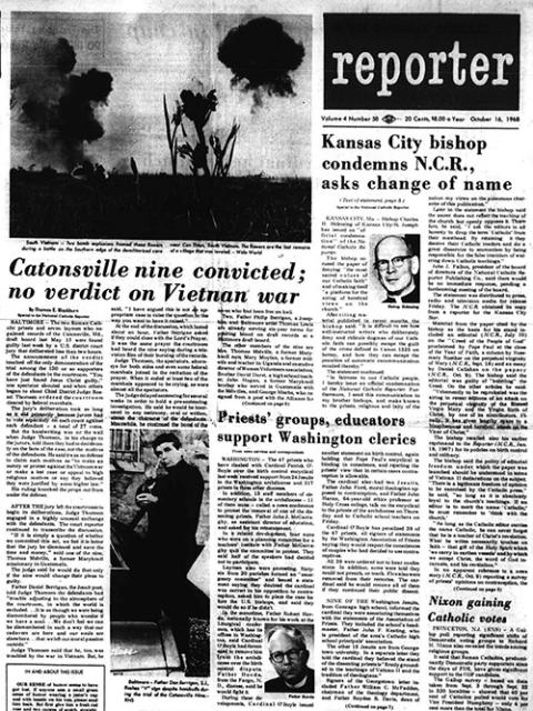 Detail from the cover of the Oct. 16, 1968, edition of the National Catholic Reporter (NCR files)