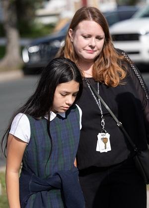 From left, Clarissa and Suzanne Garcia reunited after shooting at Annunciation in Minneapolis Aug. 27, 2025 (Courtesy of The Catholic Spirit)