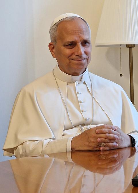 Pope Leo XIV speaks with Elise Ann Allen of Crux on July 30, 2025. (Crux photo)