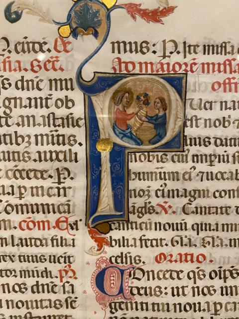 Detail from "Leaf from a Dominican Missal," Italian (Perugia), c. 1353. (Michael Centore)