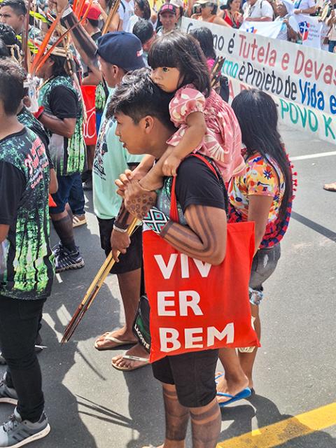 Indigenous groups from different parts of Brazil took part in the global climate march at COP30 Nov. 15 in Belém, Brazil. (Eduardo Campos Lima)