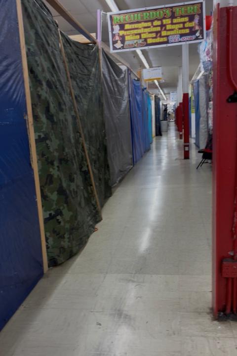 After ICE officers stormed a flea market three miles south of St. Pius V Parish in Chicago to arrest undocumented immigrants on Oct. 16, the empty market is pictured on Oct. 23, 2025. Vendors have stopped renting their spaces and closed their stands, and shoppers have stopped going to the market. (Photo courtesy of anonymous interviewee)