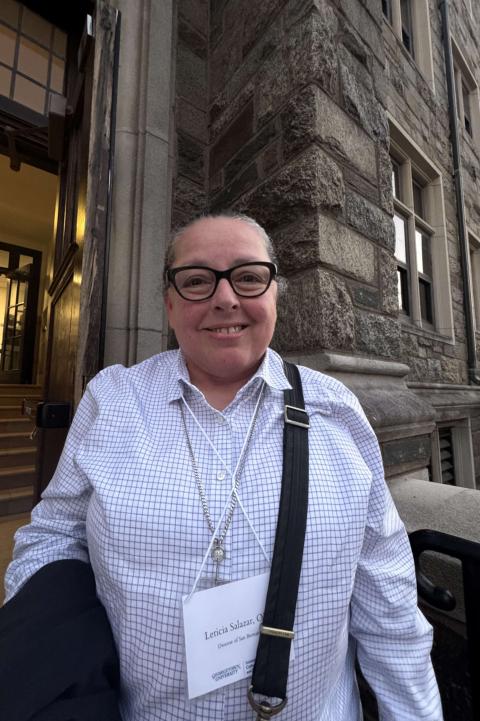 Sr. Leticia Salazar smiles following a leadership gathering for Catholic women and the common good at Georgetown University in Washington on March 9, 2026. (GSR photo/Rhina Guidos)