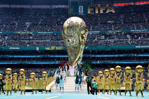 Artistas actúan en el Estadio de la Ciudad de México —rebautizado así para la Copa Mundial de la FIFA— durante la ceremonia inaugural del 11 de junio de 2026, antes del partido entre México y Sudáfrica. (Foto: OSV News/Reuters/Kai Pfaffenbach)
