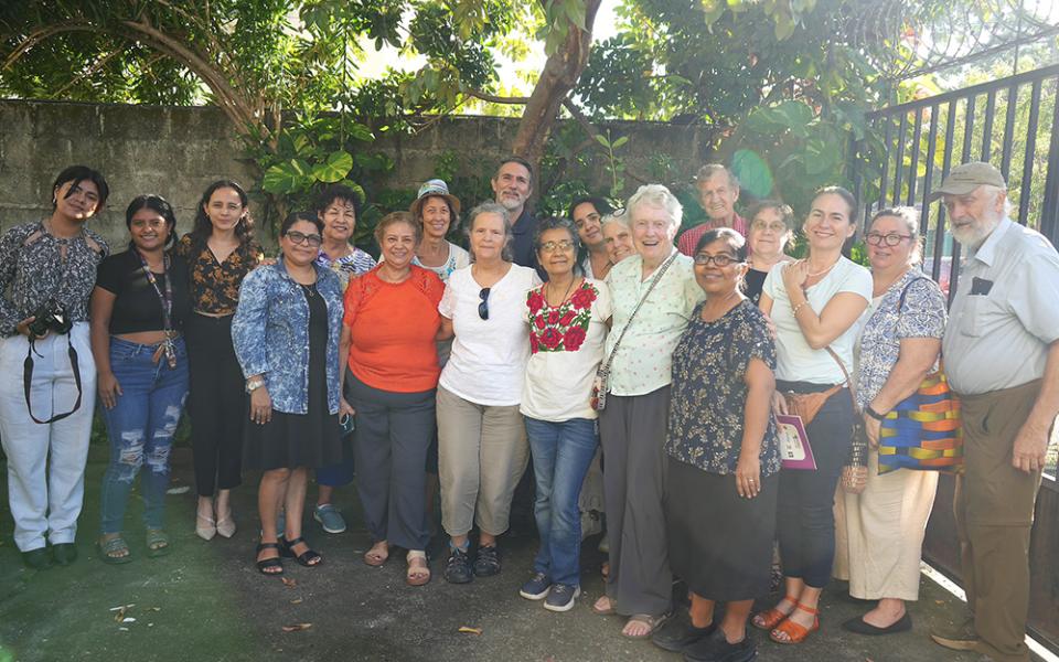 Sr. Anita Cleary, fourth from right, poses with delegation members in Honduras. Cleary took a recent pilgrimage to El Salvador and Honduras, sponsored by the SHARE Foundation and the Leadership Conference for Women Religious. (Courtesy of Anita Cleary)