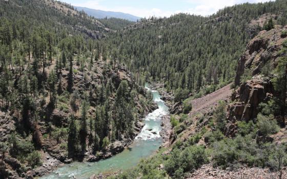 A river is seen running through the San Juan Mountains in Colorado on a bright day, July 17, 2025.