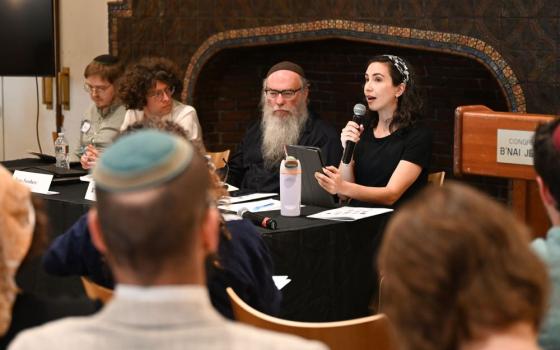Sarah Wolf, a professor of Talmud and rabbinics at Jewish Theological Seminary, speaks during a panel discussion on religious Zionism. Photo by Gili Getz
