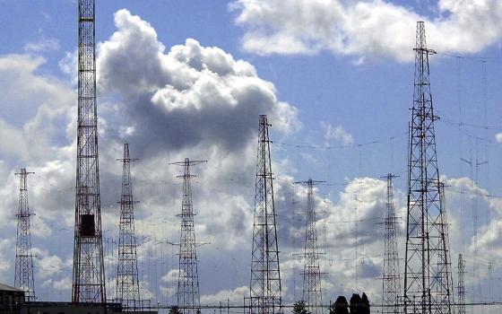 A view of the antennas of the Vatican Radio, which beams the Pope's words around the world, is seen in Santa Maria di Galeria, on the outskirts of Rome, on April 11, 2001. (AP Photo/ Gregorio Borgia, File)