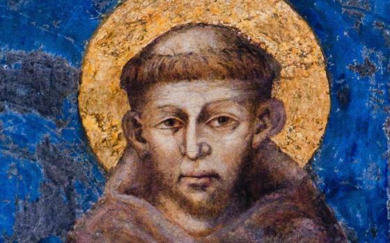 St. Francis of Assisi is depicted in this detail from a fresco in the Basilica of St. Francis in Assisi, Italy, in this 2013 file photo. (CNS/Octavio Duran)