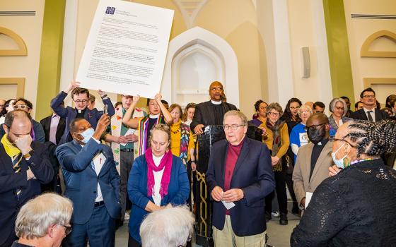 More than 1,700 people gather at a housing justice rally hosted by the Islamic Society of Boston Cultural Center in Roxbury in 2024. Organizing groups included the Greater Boston Interfaith Organization.