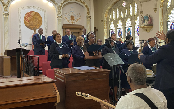 The choir sings at St. Barbara Catholic Church for the Haitian Catholic Community of Philadelphia’s Creole Mass, on July 20, 2025. (NCR photo/Renée Roden)
