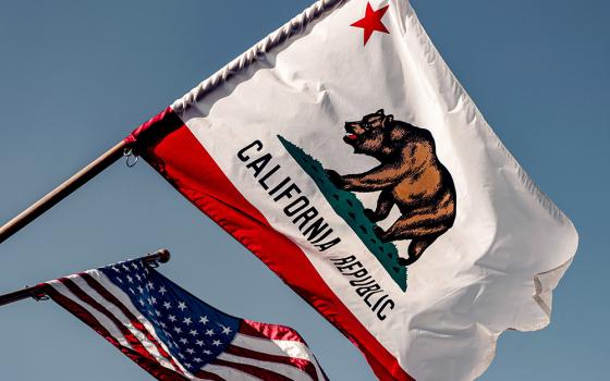 The U.S. flag and the California state flag are seen flying in Santa Barbara, California. (Unsplash/Tim Mossholder)