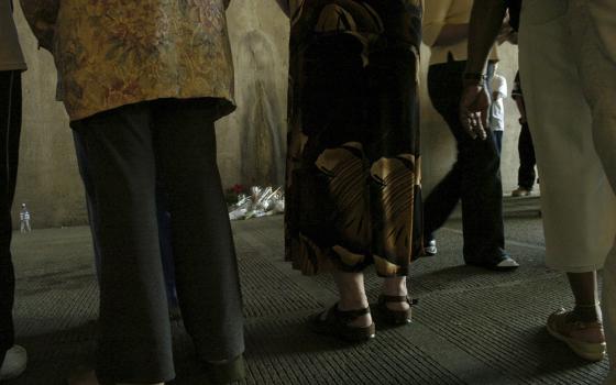 Onlookers at the site of an image some believe to represent the Virgin Mary in April 2005, days after it was first spotted. (Chicago Sun-Times file photo)