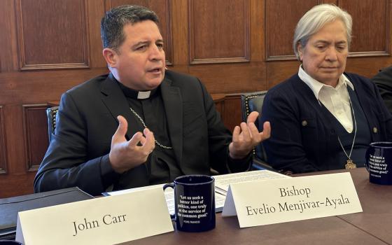 Auxiliary Bishop Evelio Menjivar-Ayala of the Archdiocese of Washington  Sr. Norma Pimentel, M.J., is the executive director of Catholic Charities of the Rio Grande Valley speak at a Georgetown event on Sept. 11, 2025. 