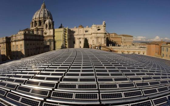 Solar panels are seen from the roof of the Paul VI audience hall at the Vatican in this November 2008 photo. (CNS/Reuters/Tony Gentile)