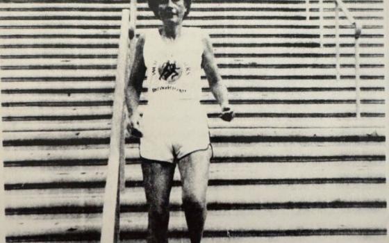 Dominican Sr. Marion Irvine, who set multiple running records, was a media sensation in the 1980s, appearing on national television and on a magazine cover.