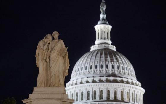 The Peace Monument, named Grief and History, is pictured at the U.S. Capitol in the hours before a partial government shutdown in Washington, Sept. 30. (OSV News/Reuters/Jonathan Ernst)