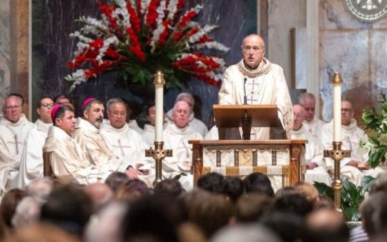 Washington Cardinal Robert McElroy gives the homily at a Mass marking the 111th World Day of Migrants and Refugees on Sept. 28 at the Cathedral of St. Matthew the Apostle in Washington. The Archdiocese of Washington disclosed Nov. 5 that McElroy had been diagnosed with cancer. (OSV News/Mihoko Owada, Catholic Standard)